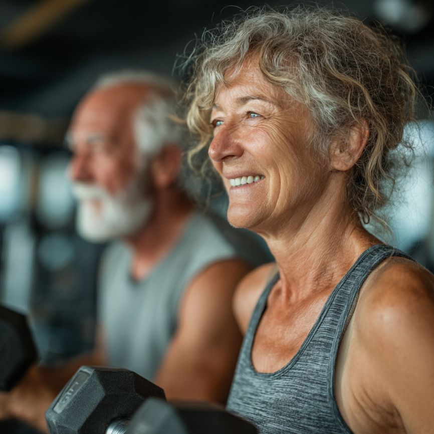 Група людей зрілого віку займається функціональним фітнесом